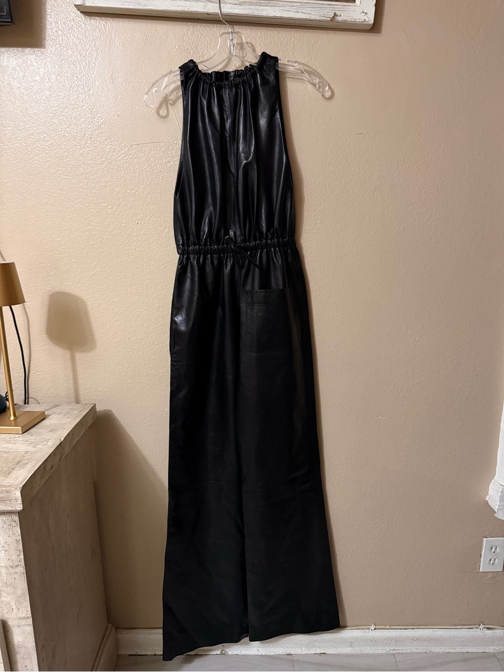 PHOEBE PHILO 💯 % lamb -Leather jumpsuit with Sleeveless Silhouette - Picture 4 of 16